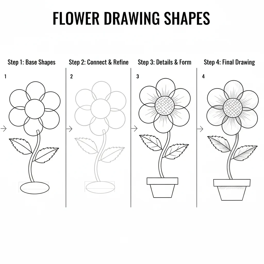 Basic Shapes Used in Flower Drawing