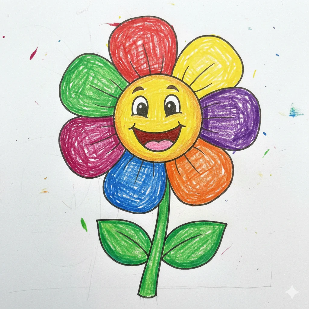 Cute Flower Drawing for Kids